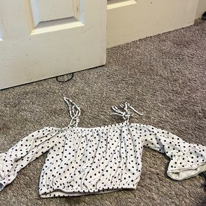 White polka dots crop top